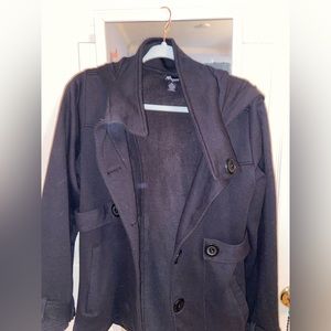 Black womens coat size medium with hood